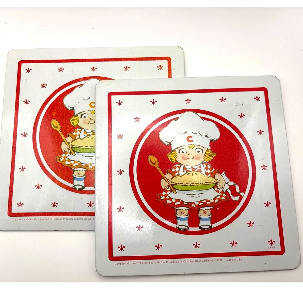 1991 Campbell's Kids Hot Pads/Square Counter Mats Retro collectibles Set of Two